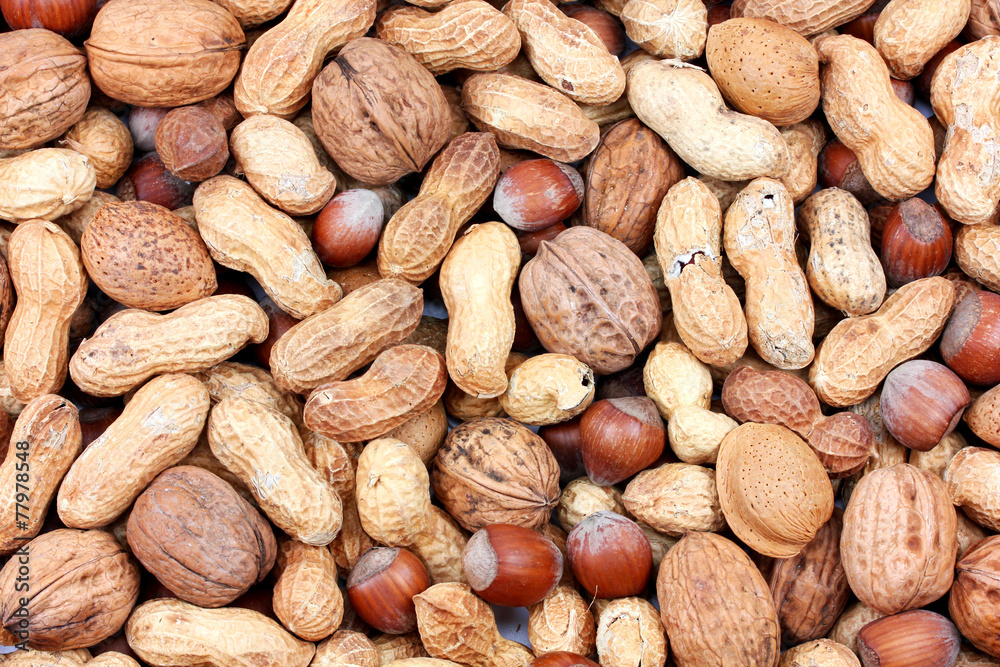Natural background made from different kinds of nuts Natural background made from different kinds of nuts