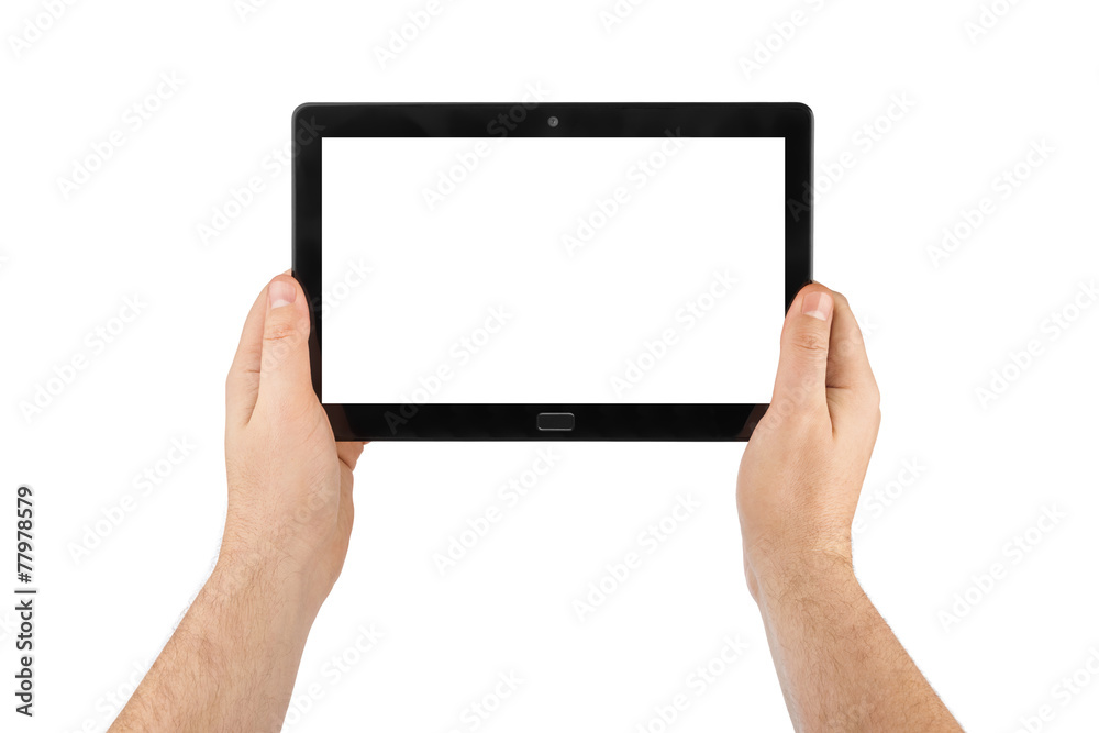 Hands with touchpad pc Hands with touchpad pc