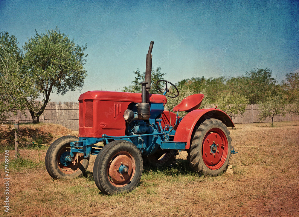 Obraz premium old foto, old tractor - no trademark