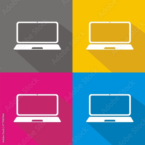 Iconos portátil colores sombra