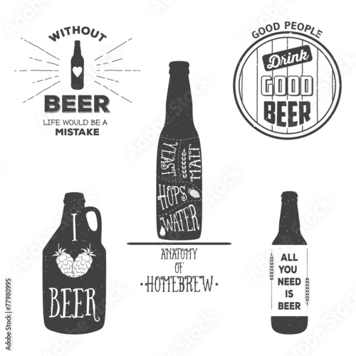 Vintage beer emblems, labels and design elements.