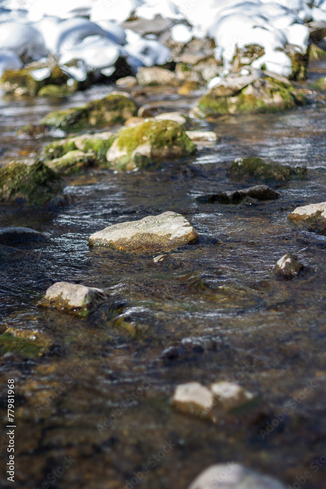 Flussbett mit Steinen