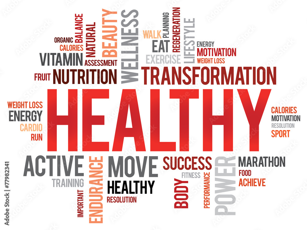HEALTHY word cloud, fitness, sport, health concept HEALTHY word cloud, fitness, sport, health concept
