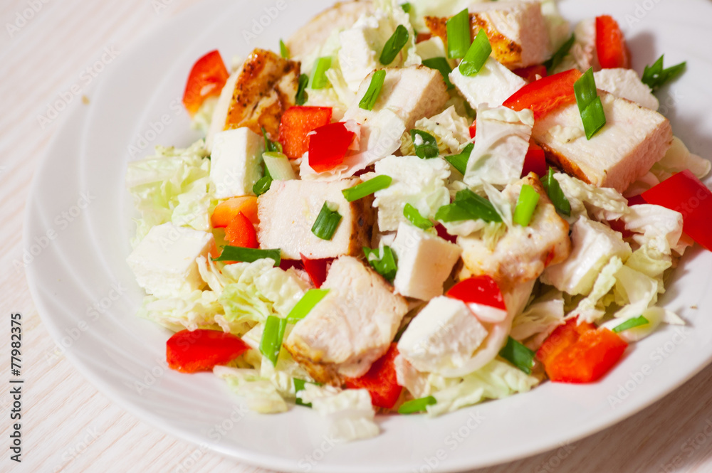 Vegetable salad with roasted chicken meat Vegetable salad with roasted chicken meat