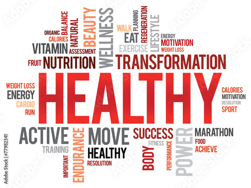 HEALTHY word cloud, fitness, sport, health concept