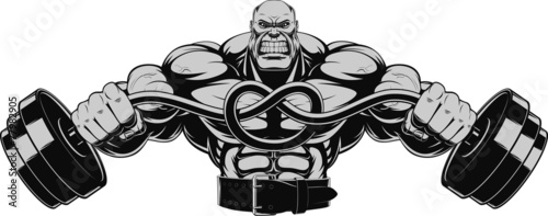Illustration bodybuilder with dumbbell