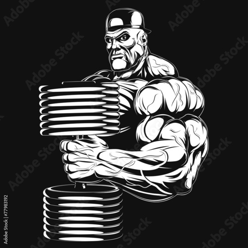 Bodybuilder with dumbbell