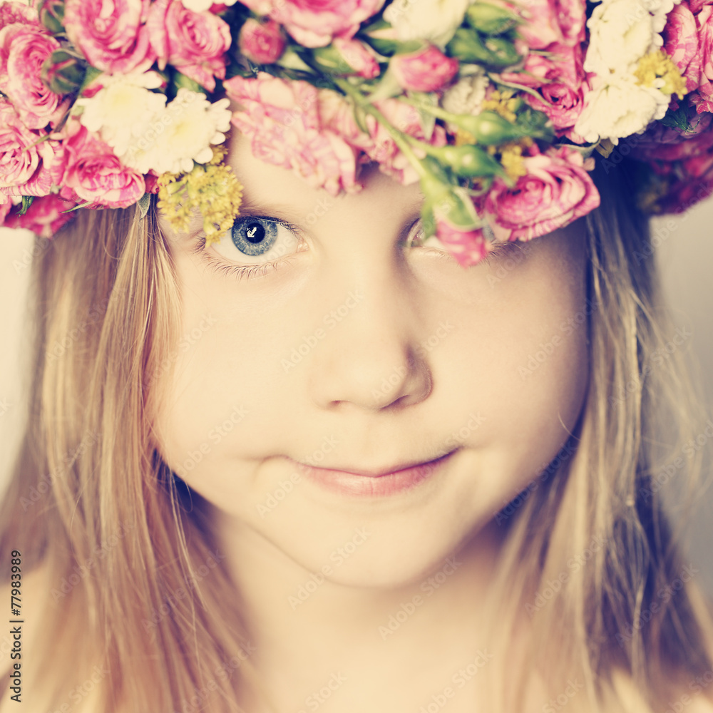 Spring concept young face closeup Spring concept young face closeup