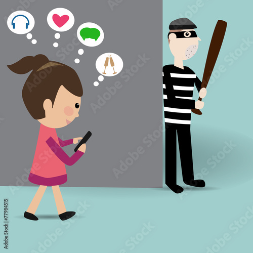 Girl walking on street use the smart-phone