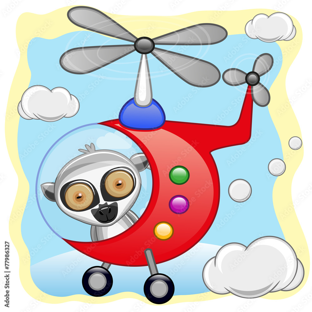 Obraz premium Lemur in helicopter