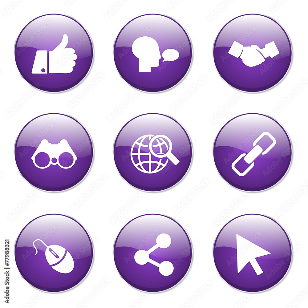 Social Internet Violet Vector Button Icon Design Set Social Internet Violet Vector Button Icon Design Set