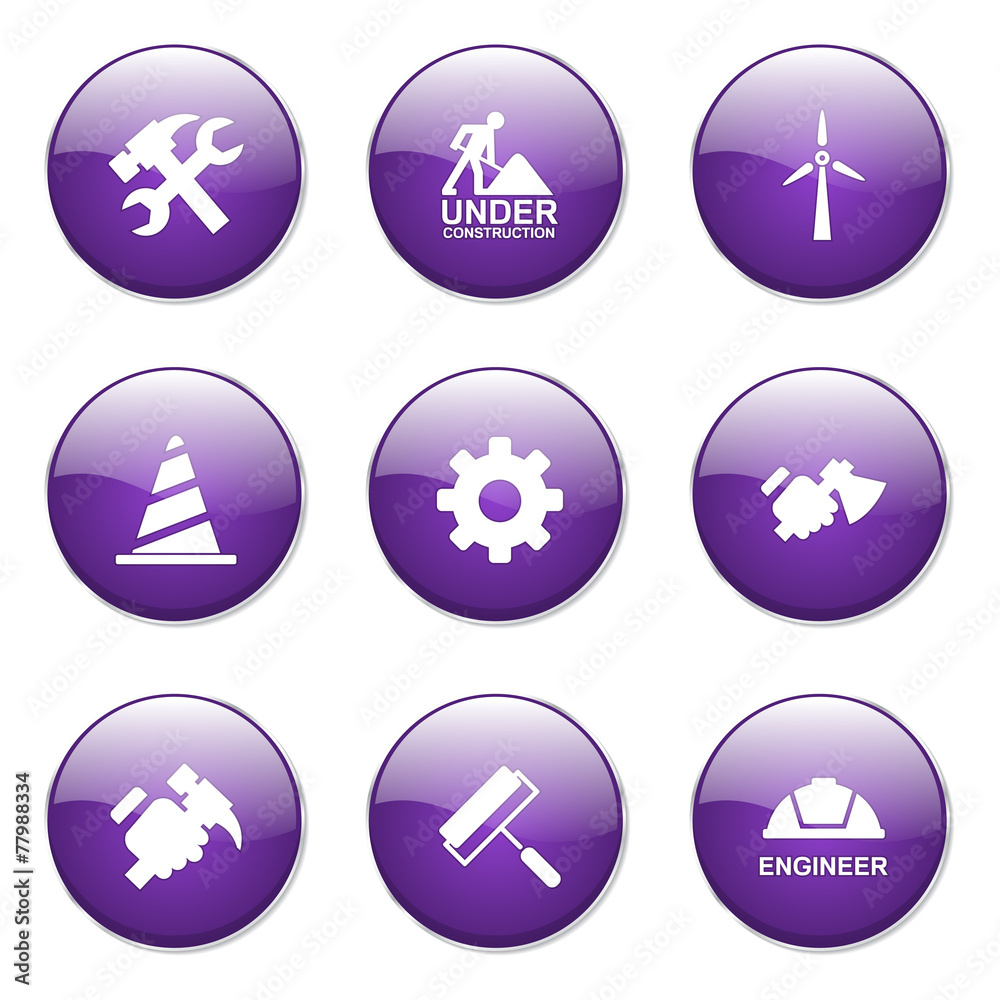 Construction Tools Violet Vector Button Icon Design Set 2 Construction Tools Violet Vector Button Icon Design Set 2