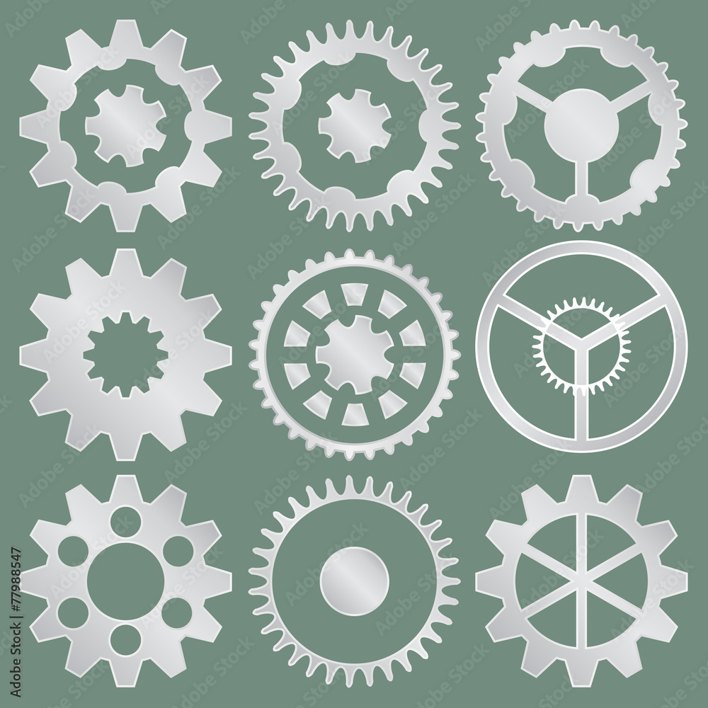 Vector collection of aluminum gear wheels