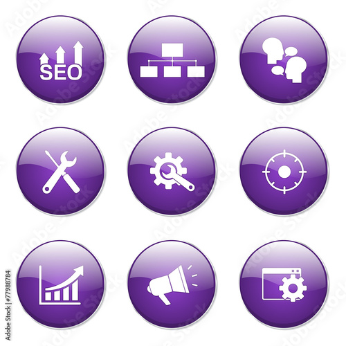 SEO Internet Sign Violet Vector Button Icon Design Set 5