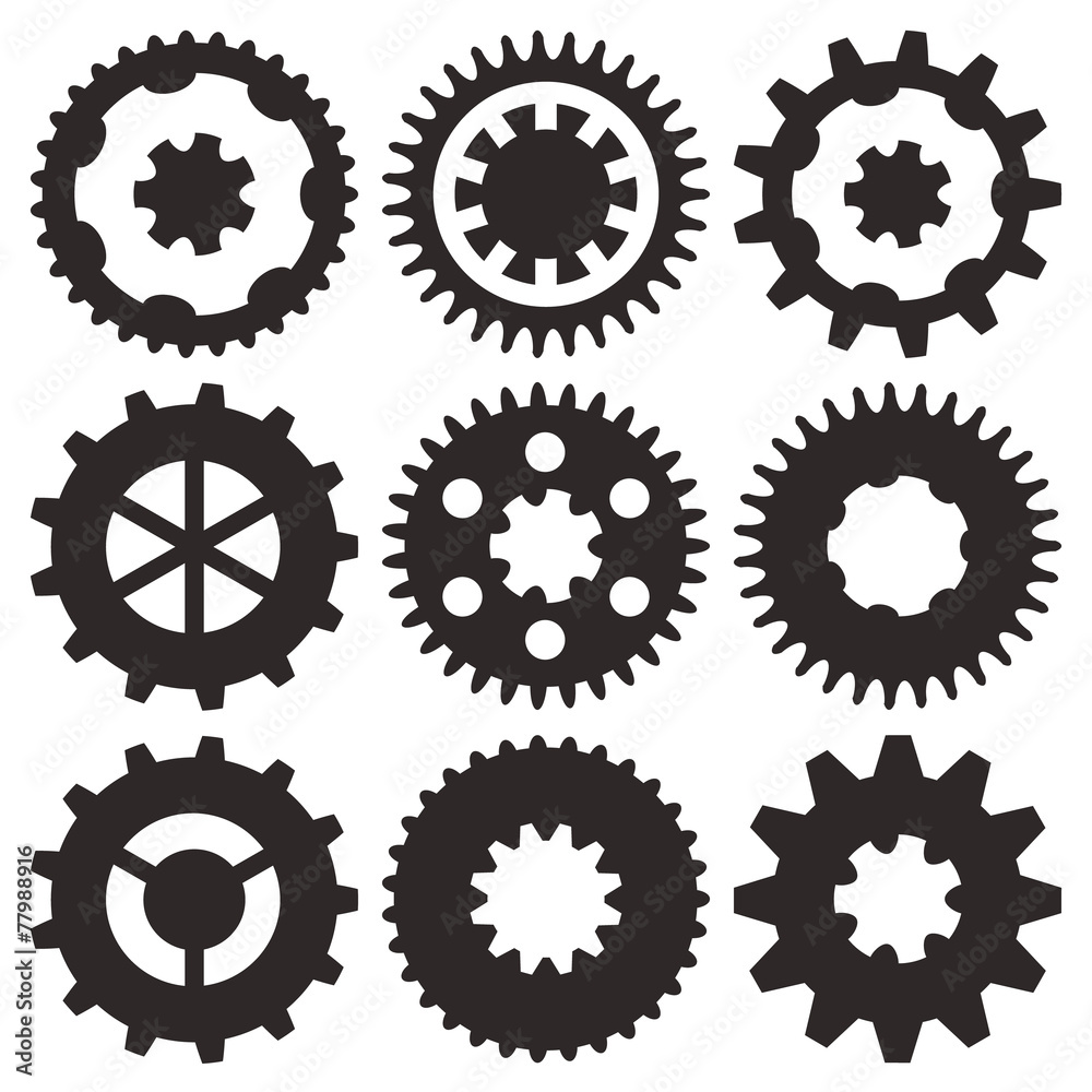 Vector collection of gear wheels Vector collection of gear wheels