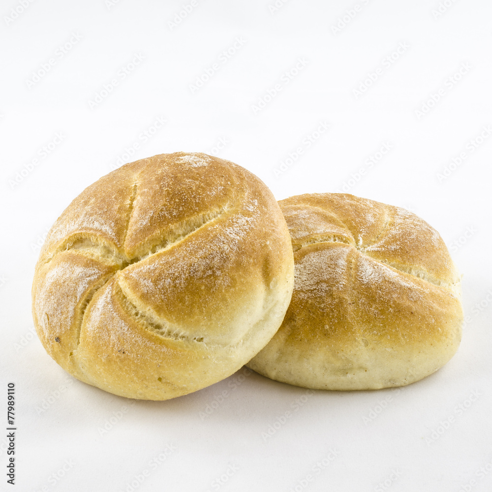 Bread rolls isolated on white.