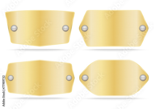 Vector Gold label metal or Metallic gold name plate set