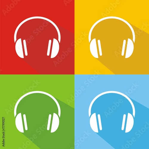 Iconos headphones colores sombra