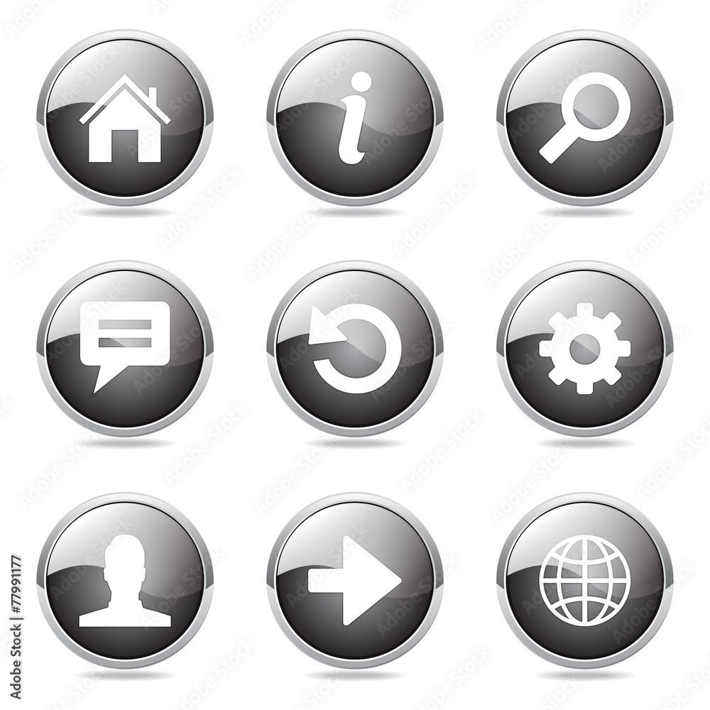 Web Internet Black Vector Button Icon Design Set Web Internet Black Vector Button Icon Design Set