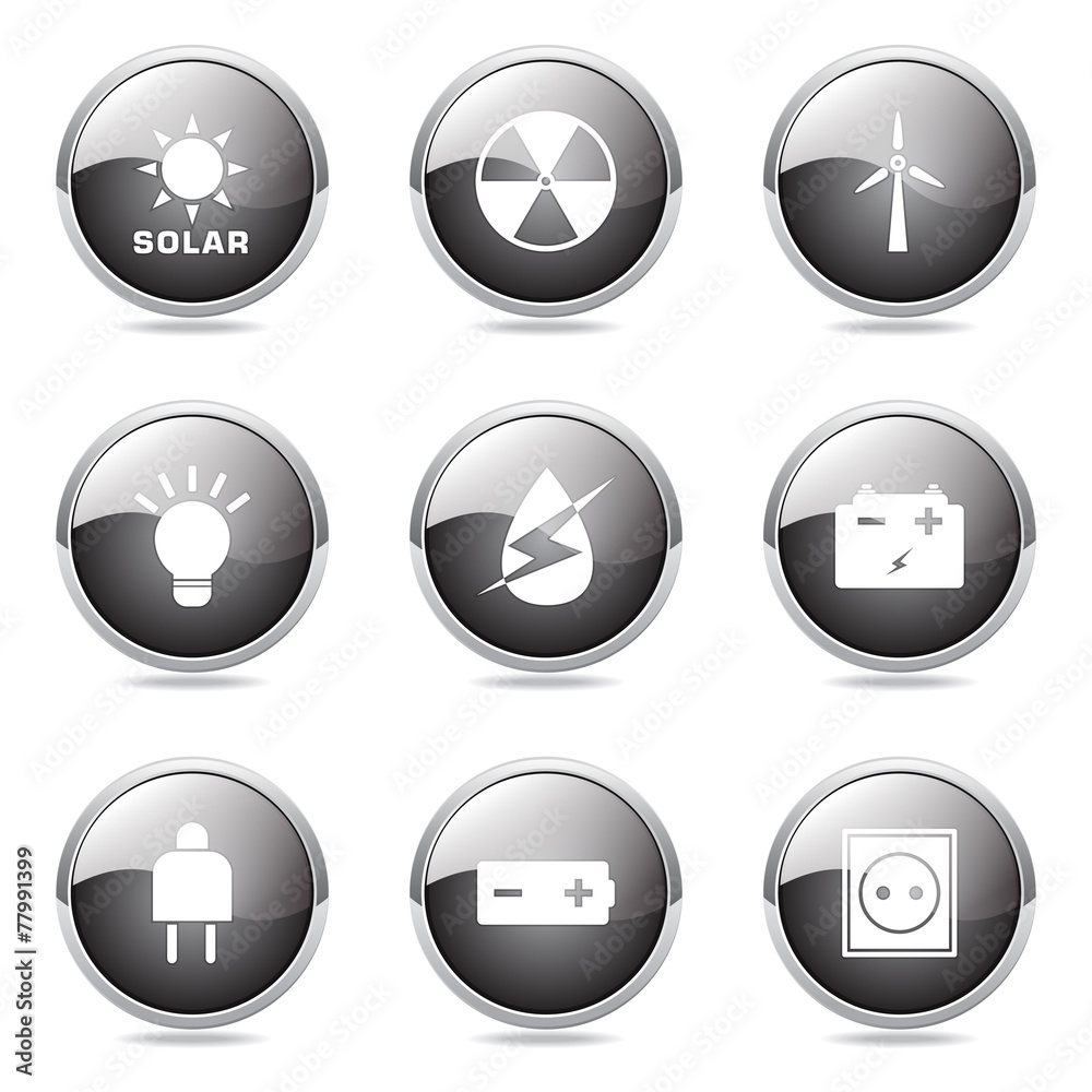 Energy Sign And Symbol Black Vector Button Icon Energy Sign And Symbol Black Vector Button Icon