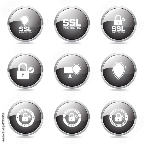 Free Download Protection Web Internet Black Vector Button Icon Design Set - GFXLoad