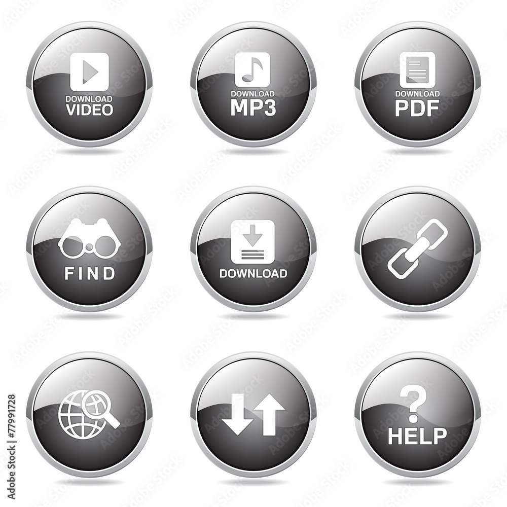 Multimedia Web Internet Black Vector Button Icon Design Set Multimedia Web Internet Black Vector Button Icon Design Set