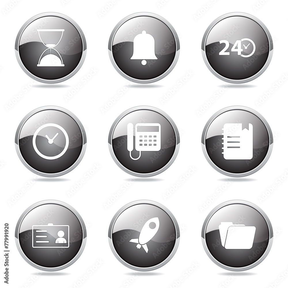 Time Duration Black Vector Button Icon Design Set Time Duration Black Vector Button Icon Design Set