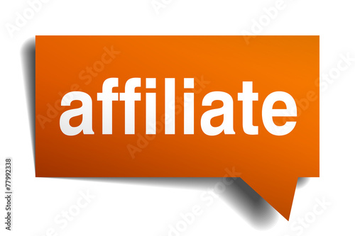 affiliate orange speech bubble isolated on white