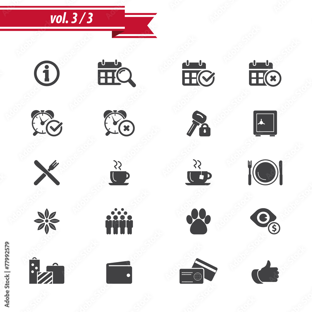 Fototapeta premium Hotel Amenities Icon set 3 out of 3