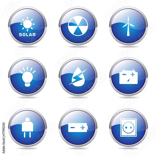 Free Download Energy Sign And Symbol Blue Vector Button Icon - GFXLoad