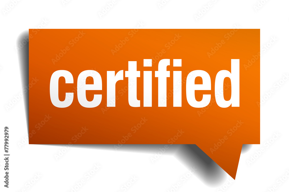 certified orange speech bubble isolated on white certified orange speech bubble isolated on white
