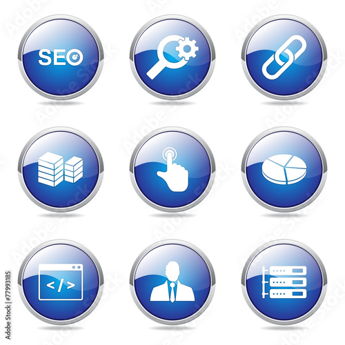 Free Download SEO Internet Sign Blue Vector Button Icon Design Set 11 - GFXLoad