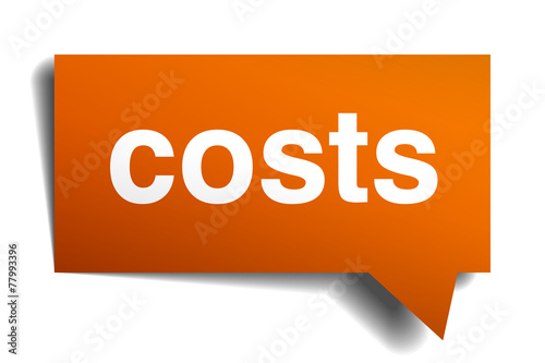 costs orange speech bubble isolated on white