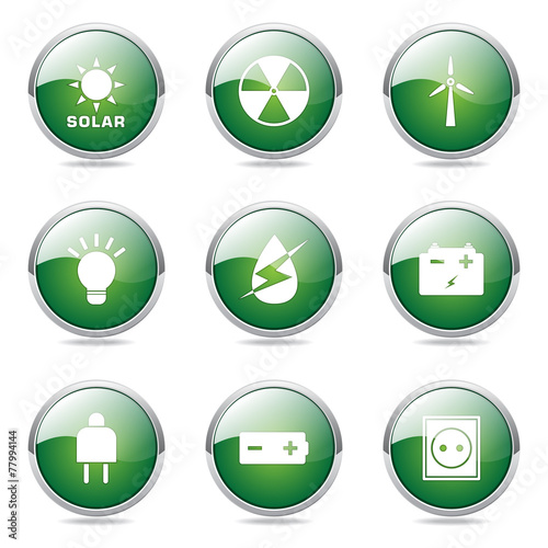 Energy Sign And Symbol Green Vector Button Icon photo