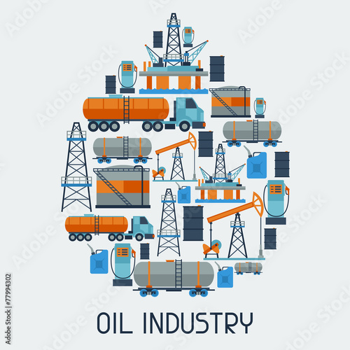 Industrial background design with oil and petrol icons.