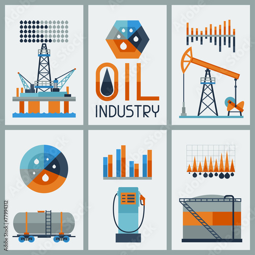 Industrial infographic design with oil and petrol icons.