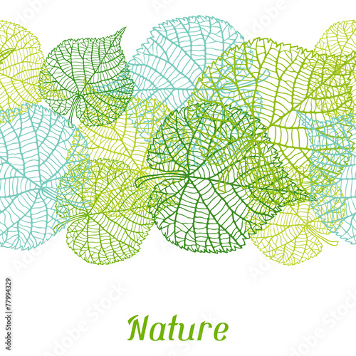 Seamless nature pattern with green leaves.