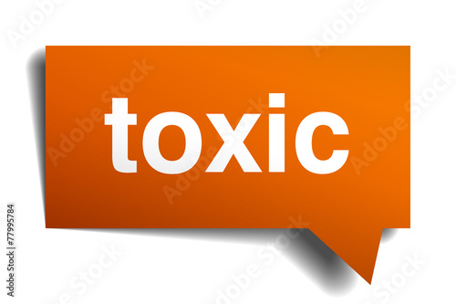 toxic orange speech bubble isolated on white