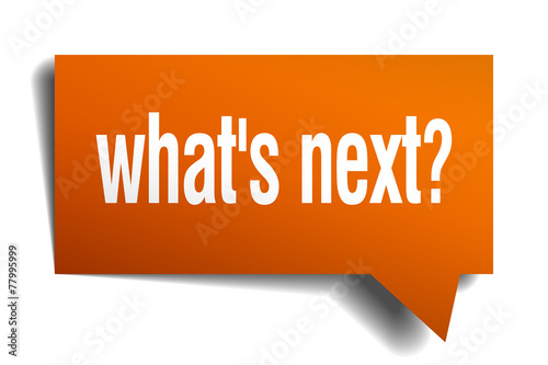 whats next orange speech bubble isolated on white