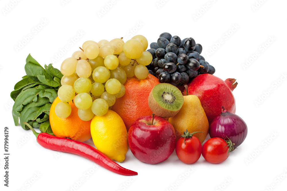 fruits and vegetables isolated on a white background