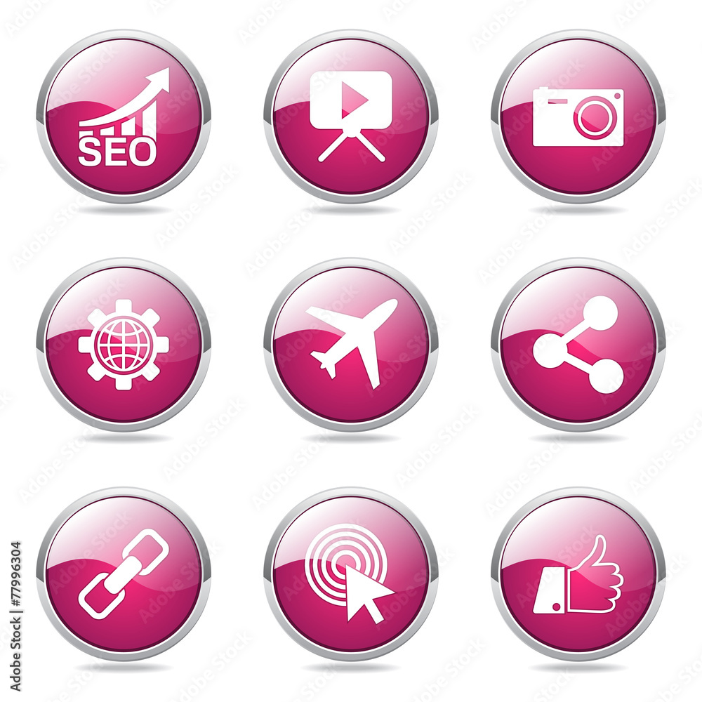 SEO Internet Sign Pink Vector Button Icon Design Set 1 SEO Internet Sign Pink Vector Button Icon Design Set 1