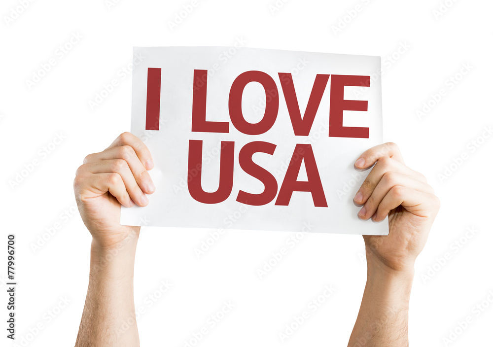 I Love USA card isolated on white background I Love USA card isolated on white background