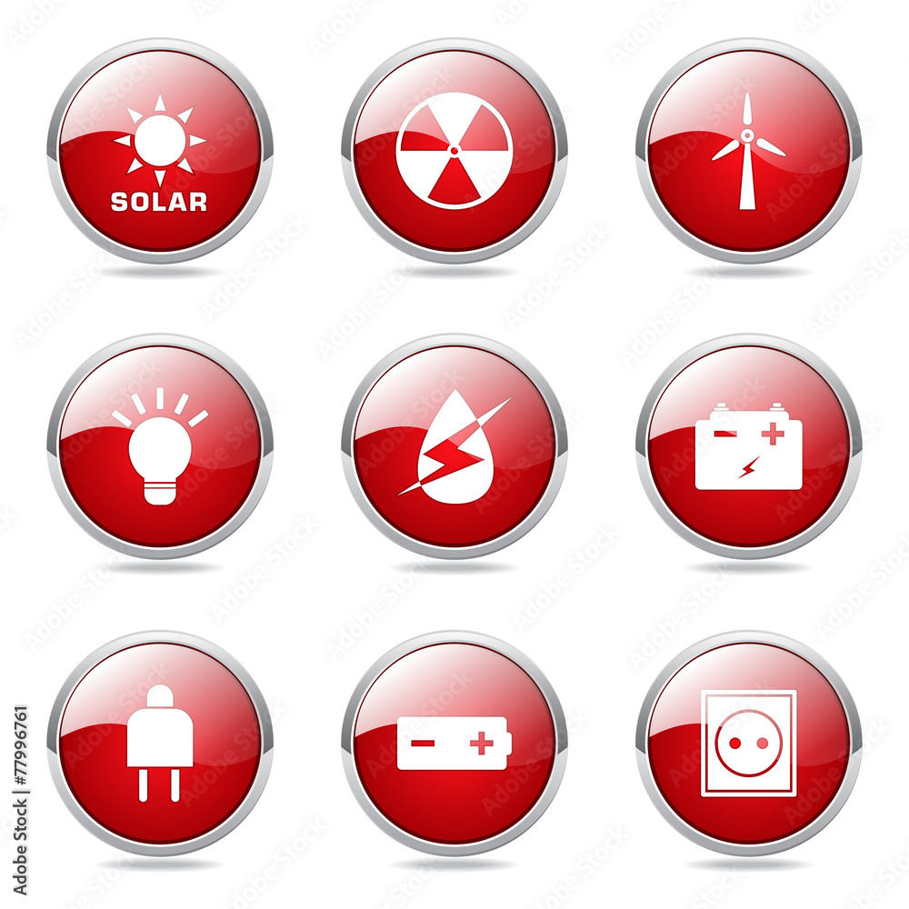 Energy Sign And Symbol Red Vector Button Icon Energy Sign And Symbol Red Vector Button Icon