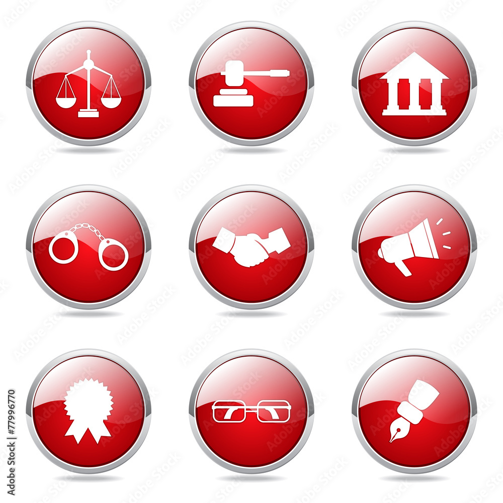 Law Sign Red Vector Button Icon Design Set Law Sign Red Vector Button Icon Design Set