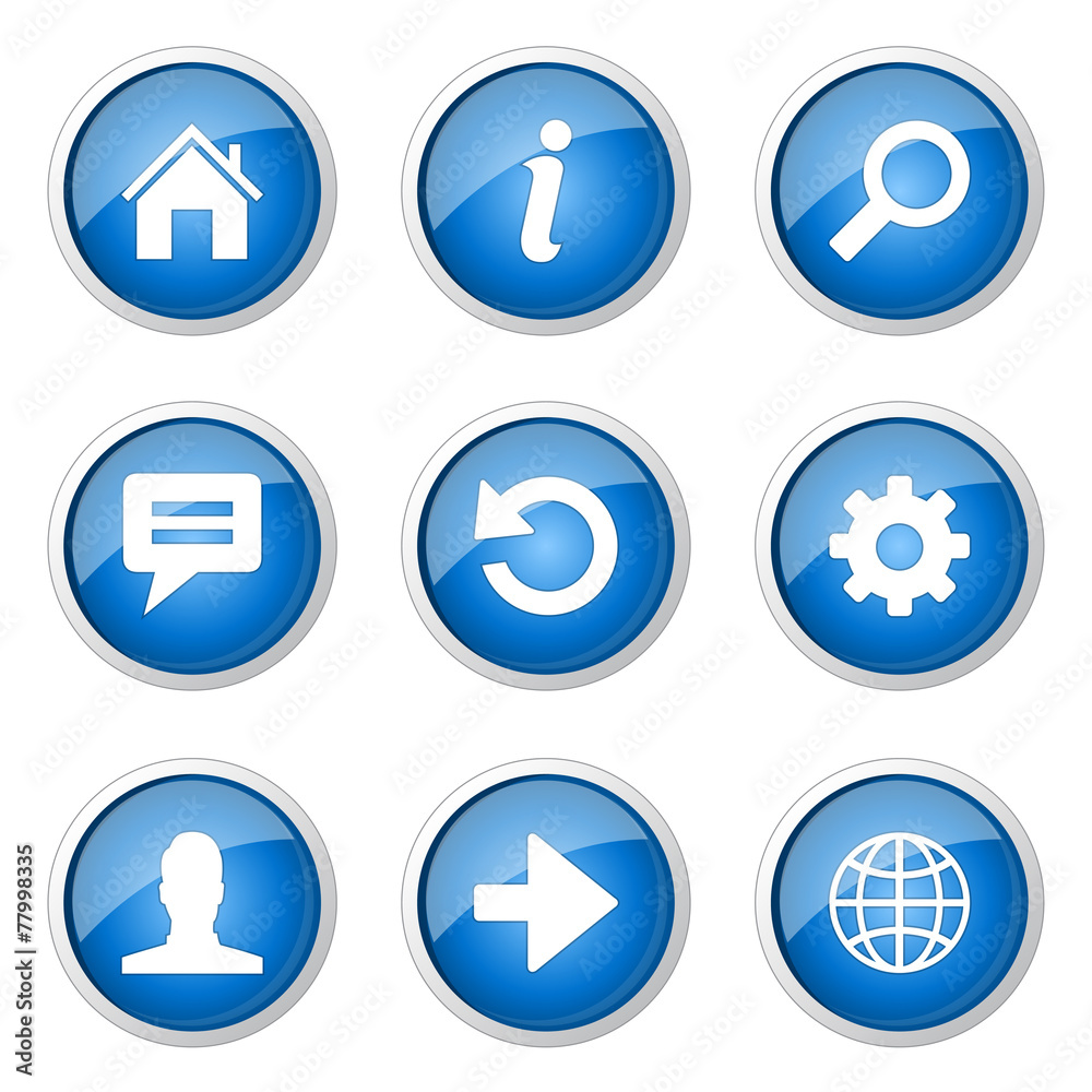 Web Internet Blue Vector Button Icon Design Set Web Internet Blue Vector Button Icon Design Set