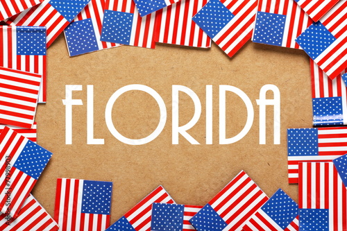 The name Florida with a border of USA Flags
