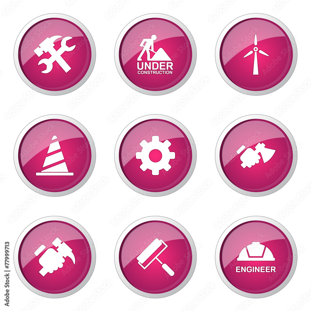 Construction Tools Pink Vector Button Icon Design Set 2 Construction Tools Pink Vector Button Icon Design Set 2