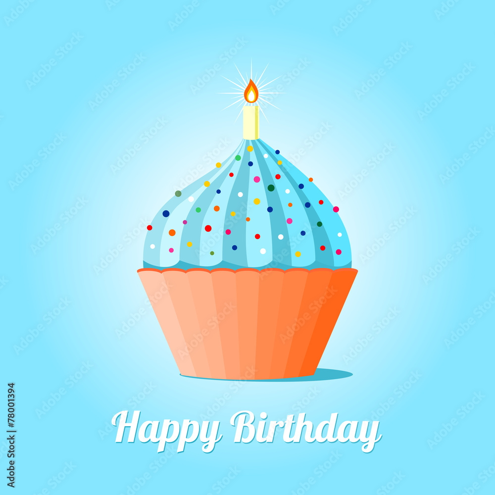 Cupcake with a candle. Happy Birthday Cupcake with a candle. Happy Birthday