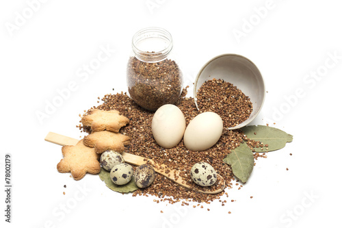 Ingredients for cooking buckwheat with eggs. Photo.