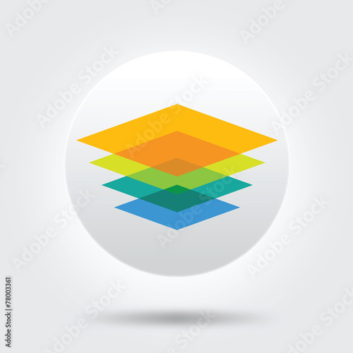 color layer glass square icon logo vector symbol sign